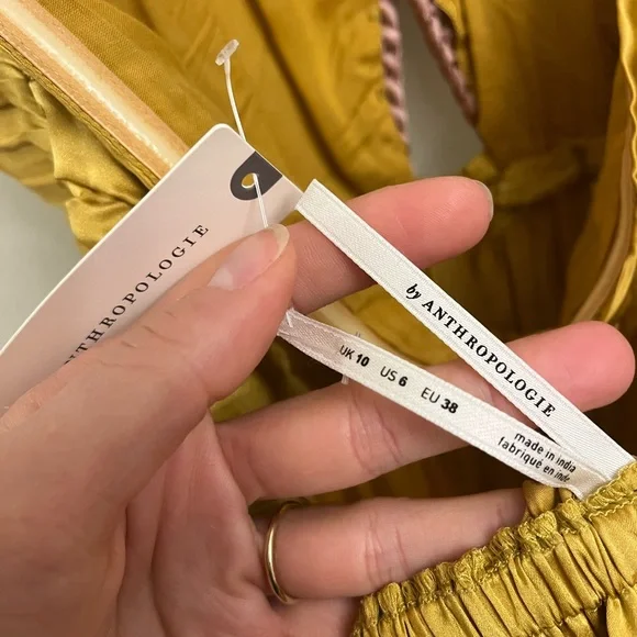 Anthropologie Mustard Dress with Pink Accents - Picture 5 of 9